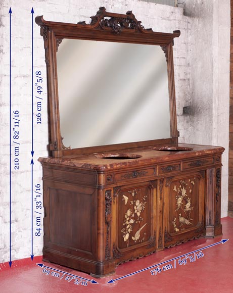 Washbasin cabinet and its mirror in the Far Eastern style Washbasin cabinet and its mirror in the Far Eastern style-12