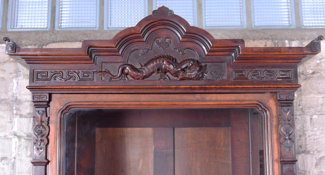 Small Japanese unit with a decor of vase with flowers and mother of pearl inlays Small Japanese unit with a decor of vase with flowers and mother of pearl inlays-3