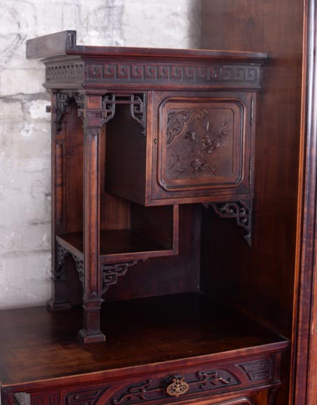 Small Japanese unit with a decor of vase with flowers and mother of pearl inlays Small Japanese unit with a decor of vase with flowers and mother of pearl inlays-7