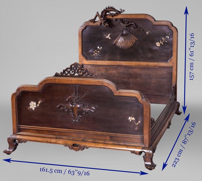 Maison des Bambous Alfred PERRET et Ernest VIBERT (attributed to) - Japanese style bed with dragon Maison des Bambous Alfred PERRET et Ernest VIBERT (attributed to) - Japanese style bed with dragon-9