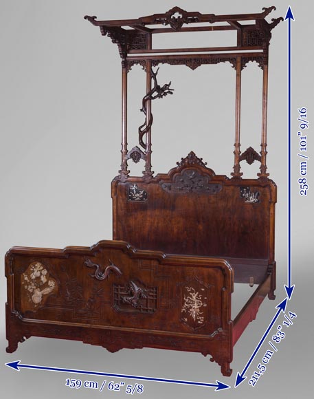Gabriel Viardot (attributed to) - Japanese style bed with mother-of-pearl marquetery Gabriel Viardot (attributed to) - Japanese style bed with mother-of-pearl marquetery-14