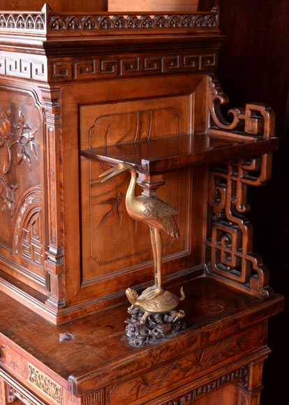 Gabriel VIARDOT (attributed to) - Asymmetrical cabinet with rich engraved and sculpted decoration of extreme oriental inspiration Gabriel VIARDOT (attributed to) - Asymmetrical cabinet with rich engraved and sculpted decoration of extreme oriental inspiration-11