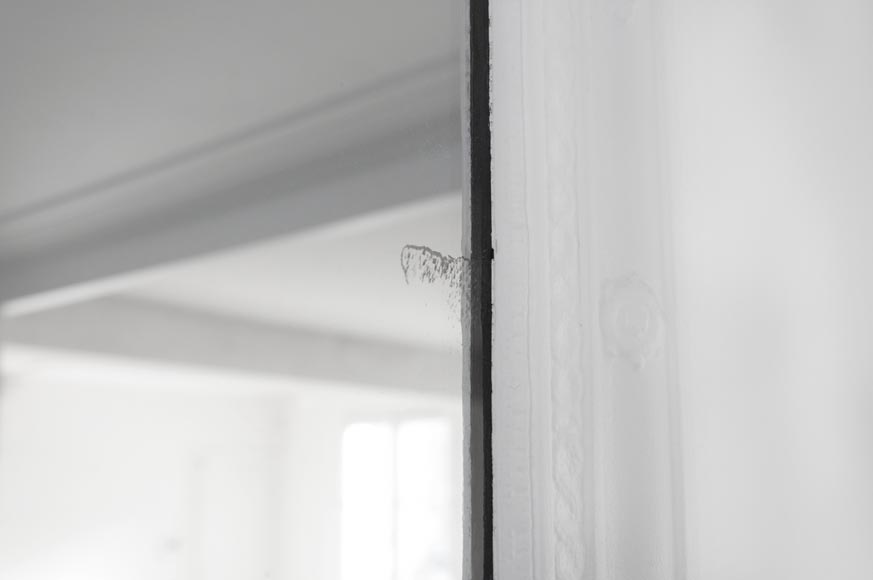 Restauration style overmantel mirror with palmettes, wood and painted stucco Restauration style overmantel mirror with palmettes, wood and painted stucco-4