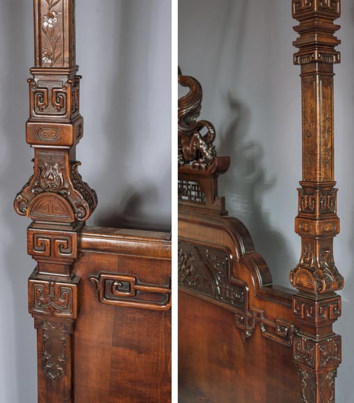 GABRIEL VIARDOT (attr. to) - Bedroom furniture composed of a wardrobe  and a bed in tinted sycamore GABRIEL VIARDOT (attr. to) - Bedroom furniture composed of a wardrobe  and a bed in tinted sycamore-5