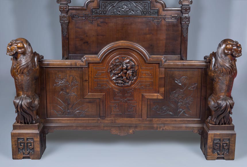 GABRIEL VIARDOT (attr. to) - Bedroom furniture composed of a wardrobe  and a bed in tinted sycamore GABRIEL VIARDOT (attr. to) - Bedroom furniture composed of a wardrobe  and a bed in tinted sycamore-8