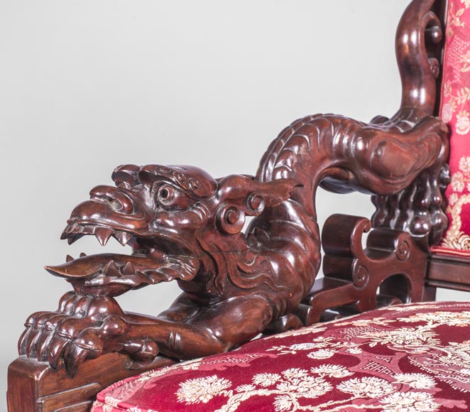 Cyrille RUFFIER DES AIMES (1844-1916) - Set of two chairs and an armchair inspired by the Far East Cyrille RUFFIER DES AIMES (1844-1916) - Set of two chairs and an armchair inspired by the Far East-2