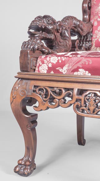 Cyrille RUFFIER DES AIMES (1844-1916) - Set of two chairs and an armchair inspired by the Far East Cyrille RUFFIER DES AIMES (1844-1916) - Set of two chairs and an armchair inspired by the Far East-4