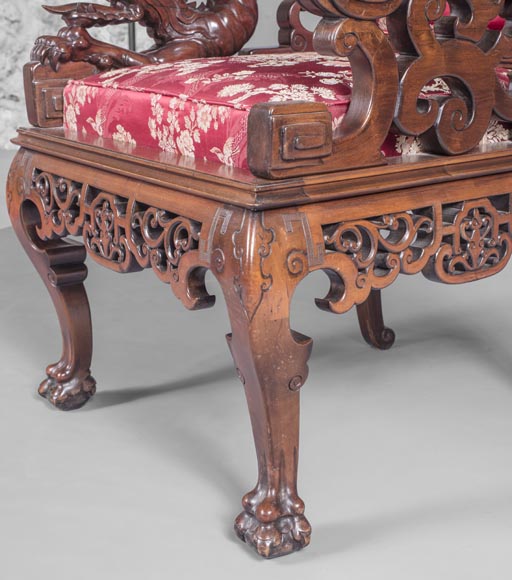 Cyrille RUFFIER DES AIMES (1844-1916) - Set of two chairs and an armchair inspired by the Far East Cyrille RUFFIER DES AIMES (1844-1916) - Set of two chairs and an armchair inspired by the Far East-6