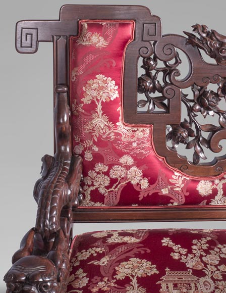 Cyrille RUFFIER DES AIMES (1844-1916) - Set of two chairs and an armchair inspired by the Far East Cyrille RUFFIER DES AIMES (1844-1916) - Set of two chairs and an armchair inspired by the Far East-7