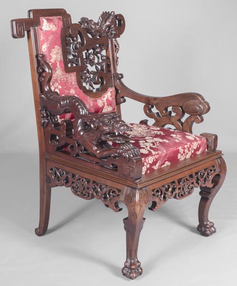 Cyrille RUFFIER DES AIMES (1844-1916) - Set of two chairs and an armchair inspired by the Far East Cyrille RUFFIER DES AIMES (1844-1916) - Set of two chairs and an armchair inspired by the Far East-11