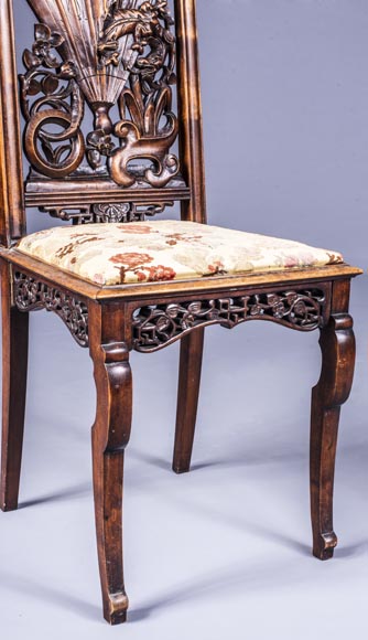 Maison Soubrier, Pair of chairs with fan-shaped backs Maison Soubrier, Pair of chairs with fan-shaped backs-4