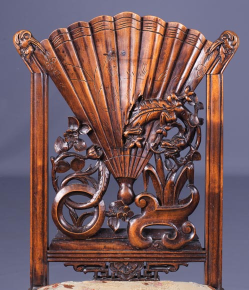 Maison Soubrier, Pair of chairs with fan-shaped backs Maison Soubrier, Pair of chairs with fan-shaped backs-7