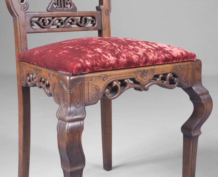 Pair of chair with openwork backseat in the taste of Japan Pair of chair with openwork backseat in the taste of Japan-5