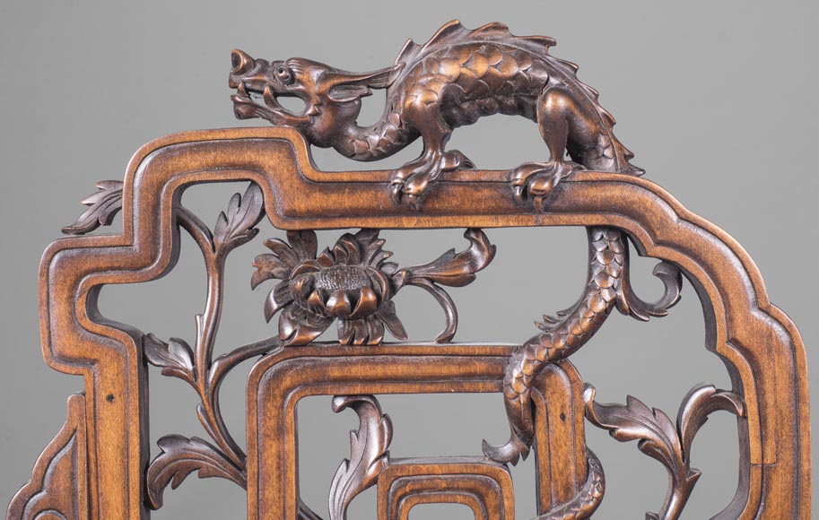 Pair of chair with openwork backseat in the taste of Japan Pair of chair with openwork backseat in the taste of Japan-7