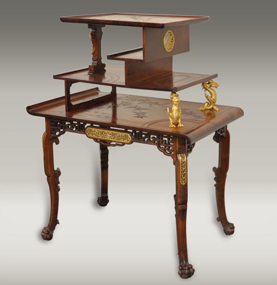 Gabriel Viardot (attributed to) - Japanese style table with gilded bronze decorations-0
