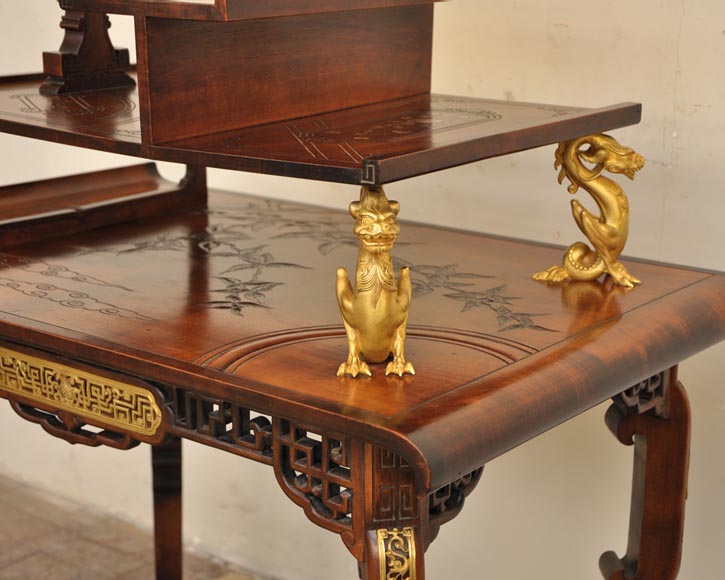 Gabriel Viardot (attributed to) - Japanese style table with gilded bronze decorations Gabriel Viardot (attributed to) - Japanese style table with gilded bronze decorations-2