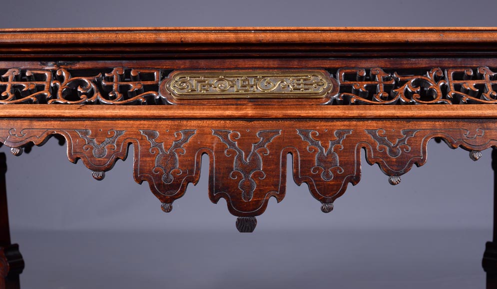 Gabriel Viardot (attributed to), Japanese table with bones birds marquetery, circa 1870-1880 Gabriel Viardot (attributed to), Japanese table with bones birds marquetery, circa 1870-1880-1