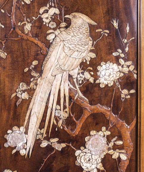 Gabriel VIARDOT (1830-1906) (attributed to) - A major Japanese wardrobe with large marquetry panels Gabriel VIARDOT (1830-1906) (attributed to) - A major Japanese wardrobe with large marquetry panels-6