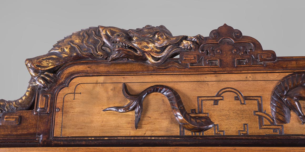 Gabriel VIARDOT (1830-1906) (attributed to) - A major Japanese wardrobe with large marquetry panels Gabriel VIARDOT (1830-1906) (attributed to) - A major Japanese wardrobe with large marquetry panels-10