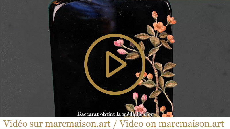 BACCARAT, Pair of vases with Japanese decoration of flowering trees and birds, circa 1880 BACCARAT, Pair of vases with Japanese decoration of flowering trees and birds, circa 1880-0