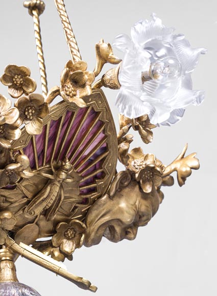 Eugène SOLEAU - Chandelier with Beshimi masks Eugène SOLEAU - Chandelier with Beshimi masks-3