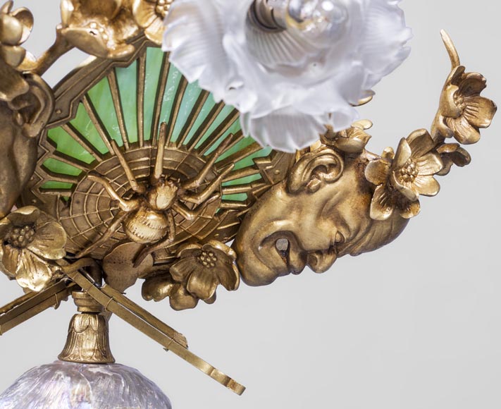 Eugène SOLEAU - Chandelier with Beshimi masks Eugène SOLEAU - Chandelier with Beshimi masks-4