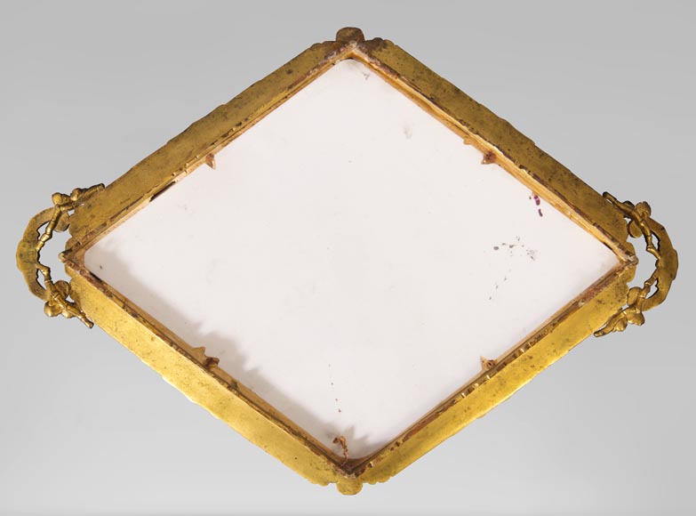 Earthenware dish with bird decoration, mounted in bronze Earthenware dish with bird decoration, mounted in bronze-6