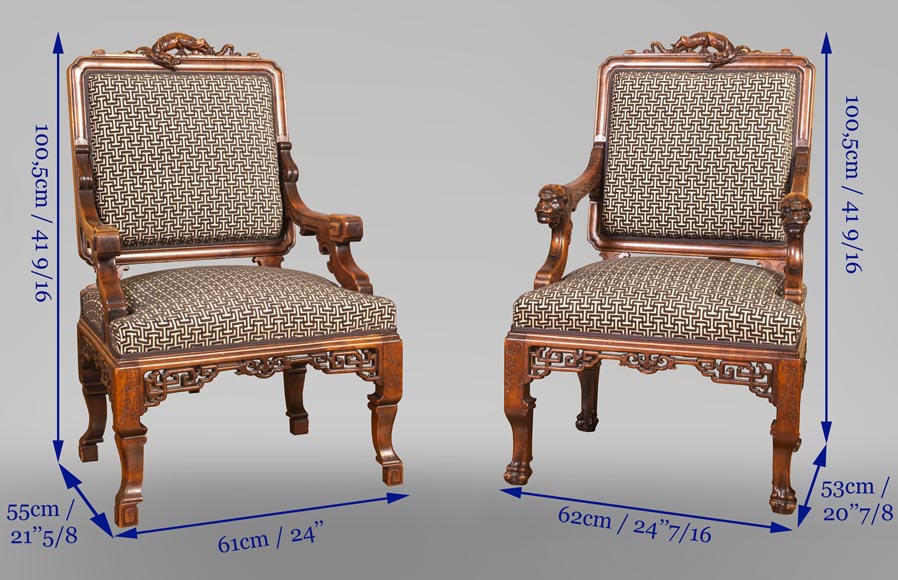 Gabriel VIARDOT (attributed to) - Set of two dragon chairs Gabriel VIARDOT (attributed to) - Set of two dragon chairs-13