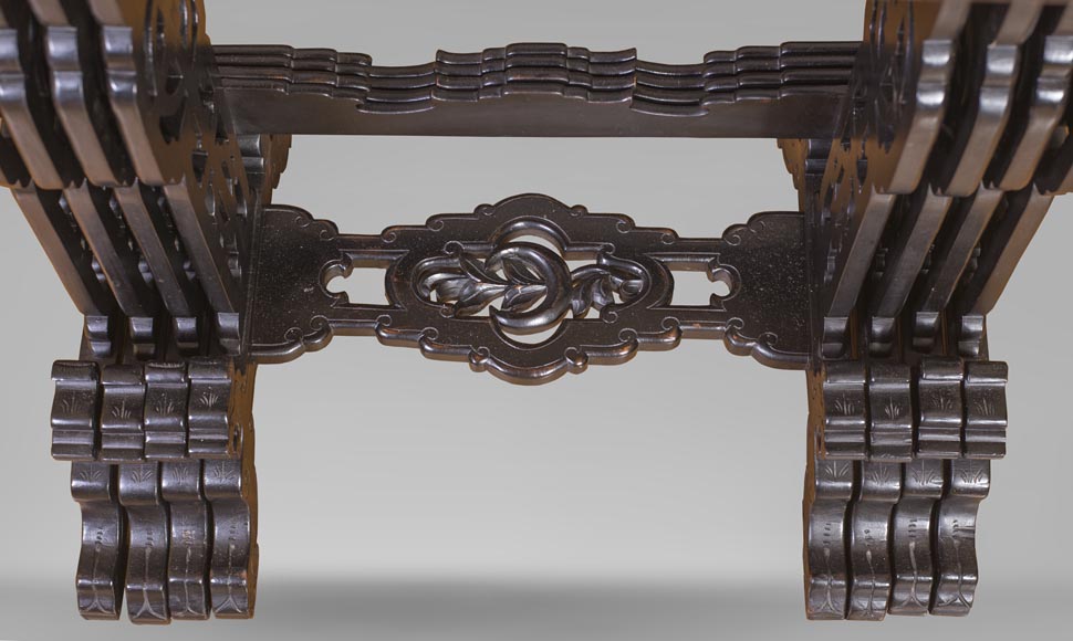 Japanese style nest of tables with metal marquetry decoration Japanese style nest of tables with metal marquetry decoration-2