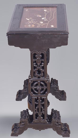 Japanese style nest of tables with metal marquetry decoration Japanese style nest of tables with metal marquetry decoration-3