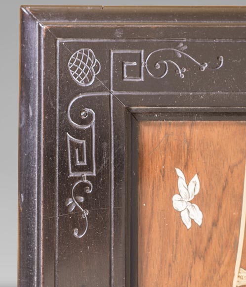 Japanese style nest of tables with metal marquetry decoration Japanese style nest of tables with metal marquetry decoration-6