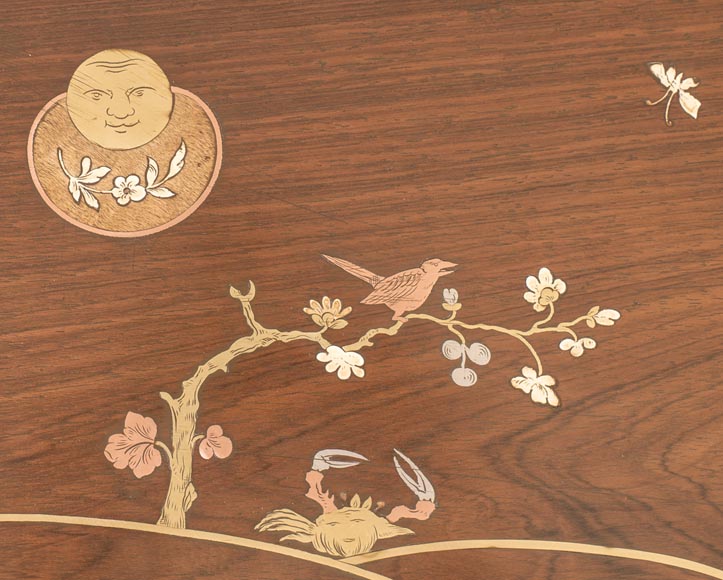 Japanese style nest of tables with metal marquetry decoration Japanese style nest of tables with metal marquetry decoration-9