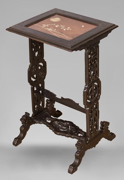 Japanese style nest of tables with metal marquetry decoration Japanese style nest of tables with metal marquetry decoration-11