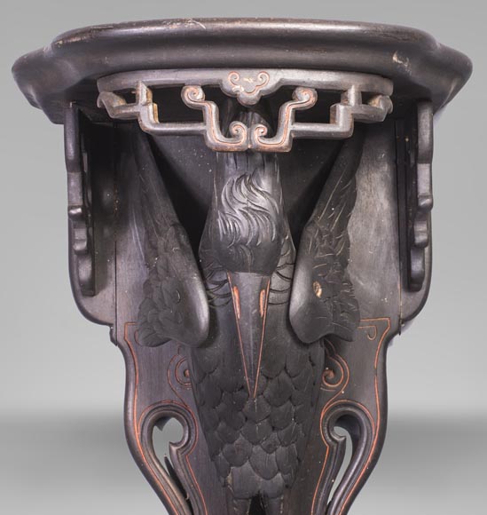 Maison des Bambous Alfred PERRET et Ernest VIBERT (attributed to) - Pair of wall brackets decorated with storks Maison des Bambous Alfred PERRET et Ernest VIBERT (attributed to) - Pair of wall brackets decorated with storks-1