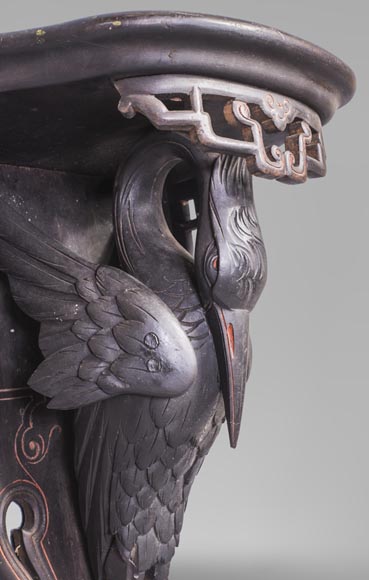 Maison des Bambous Alfred PERRET et Ernest VIBERT (attributed to) - Pair of wall brackets decorated with storks Maison des Bambous Alfred PERRET et Ernest VIBERT (attributed to) - Pair of wall brackets decorated with storks-2