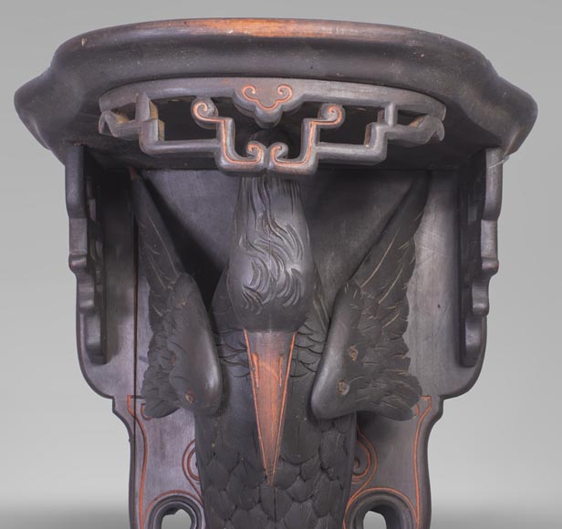 Maison des Bambous Alfred PERRET et Ernest VIBERT (attributed to) - Pair of wall brackets decorated with storks Maison des Bambous Alfred PERRET et Ernest VIBERT (attributed to) - Pair of wall brackets decorated with storks-3