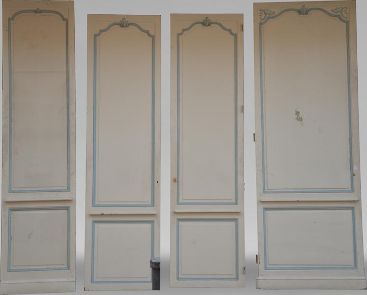 Element of a Louis XV style paneled room white and pale blue Element of a Louis XV style paneled room white and pale blue-1