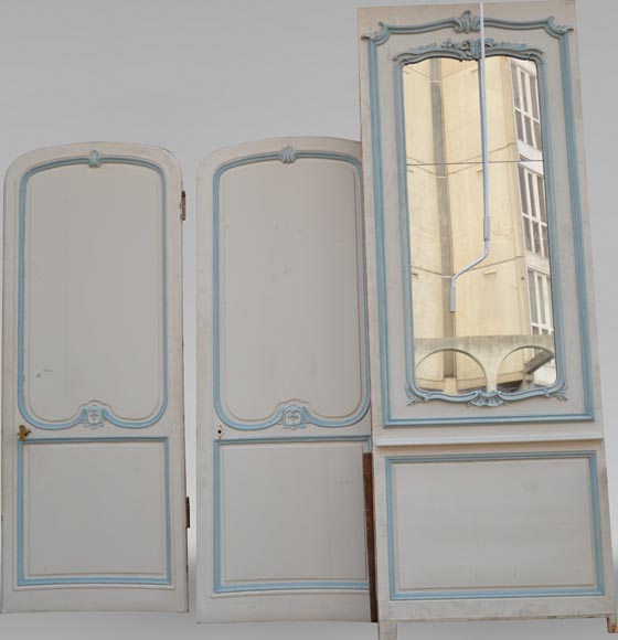 Element of a Louis XV style paneled room white and pale blue Element of a Louis XV style paneled room white and pale blue-7