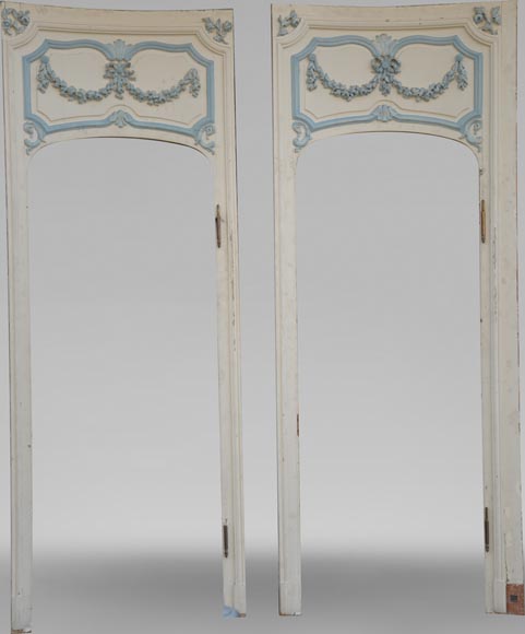 Element of a Louis XV style paneled room white and pale blue Element of a Louis XV style paneled room white and pale blue-8