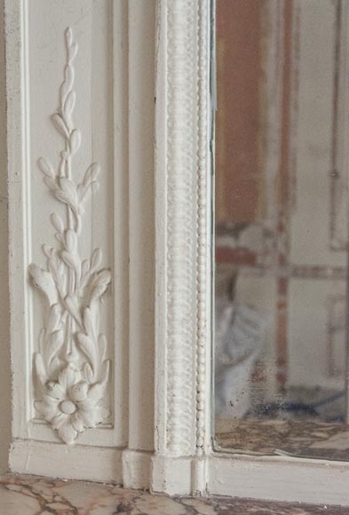 Large antique Louis XVI style overmantel with basket of flowers Large antique Louis XVI style overmantel with basket of flowers-2