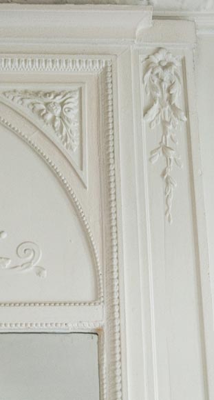 Large antique Louis XVI style overmantel with basket of flowers Large antique Louis XVI style overmantel with basket of flowers-3