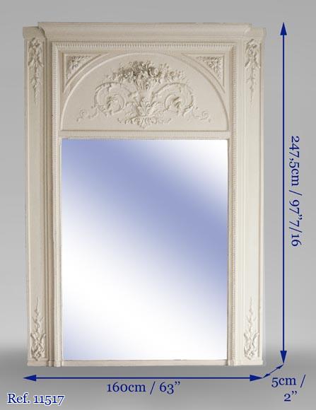 Large antique Louis XVI style overmantel with basket of flowers Large antique Louis XVI style overmantel with basket of flowers-7