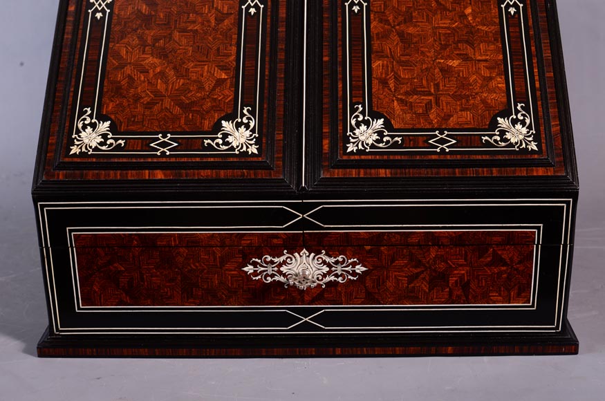 Maison SORMANI, Luxurious writing set in mahogany, ebony and ivory marquetry Maison SORMANI, Luxurious writing set in mahogany, ebony and ivory marquetry-3