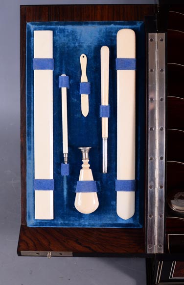 Maison SORMANI, Luxurious writing set in mahogany, ebony and ivory marquetry Maison SORMANI, Luxurious writing set in mahogany, ebony and ivory marquetry-8