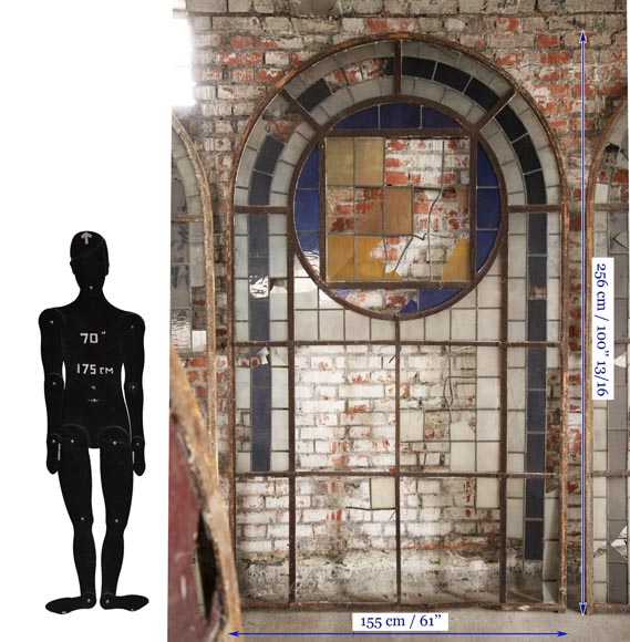 Important set of 20th century Art Deco style stained glass windows Important set of 20th century Art Deco style stained glass windows-6