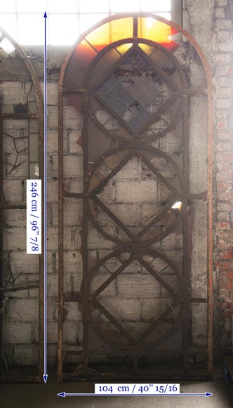 Important set of 20th century Art Deco style stained glass windows Important set of 20th century Art Deco style stained glass windows-7