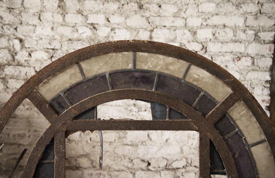 Important set of 20th century Art Deco style stained glass windows Important set of 20th century Art Deco style stained glass windows-12