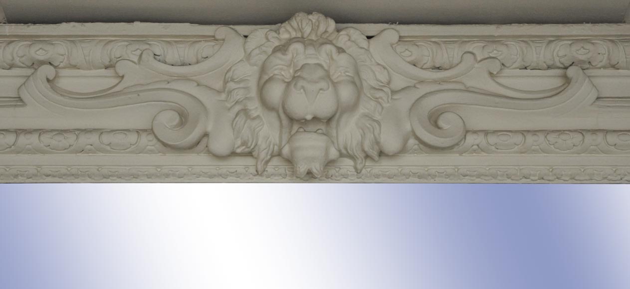 An antique mirror in the Napoleon III style, pediment decorated with a lion's head An antique mirror in the Napoleon III style, pediment decorated with a lion's head-1