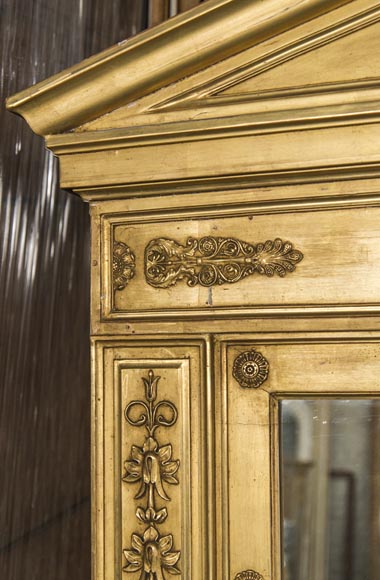 An antique Empire style overmantel, gilded, lions decorated pediment An antique Empire style overmantel, gilded, lions decorated pediment-3