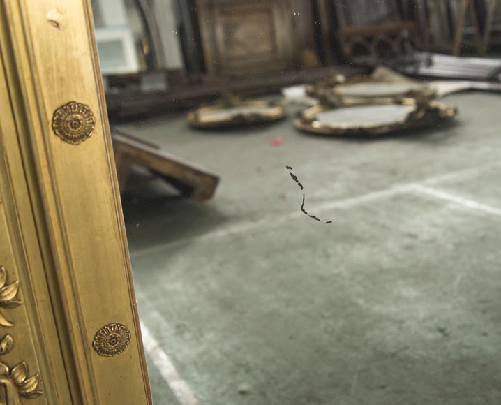 An antique Empire style overmantel, gilded, lions decorated pediment An antique Empire style overmantel, gilded, lions decorated pediment-7